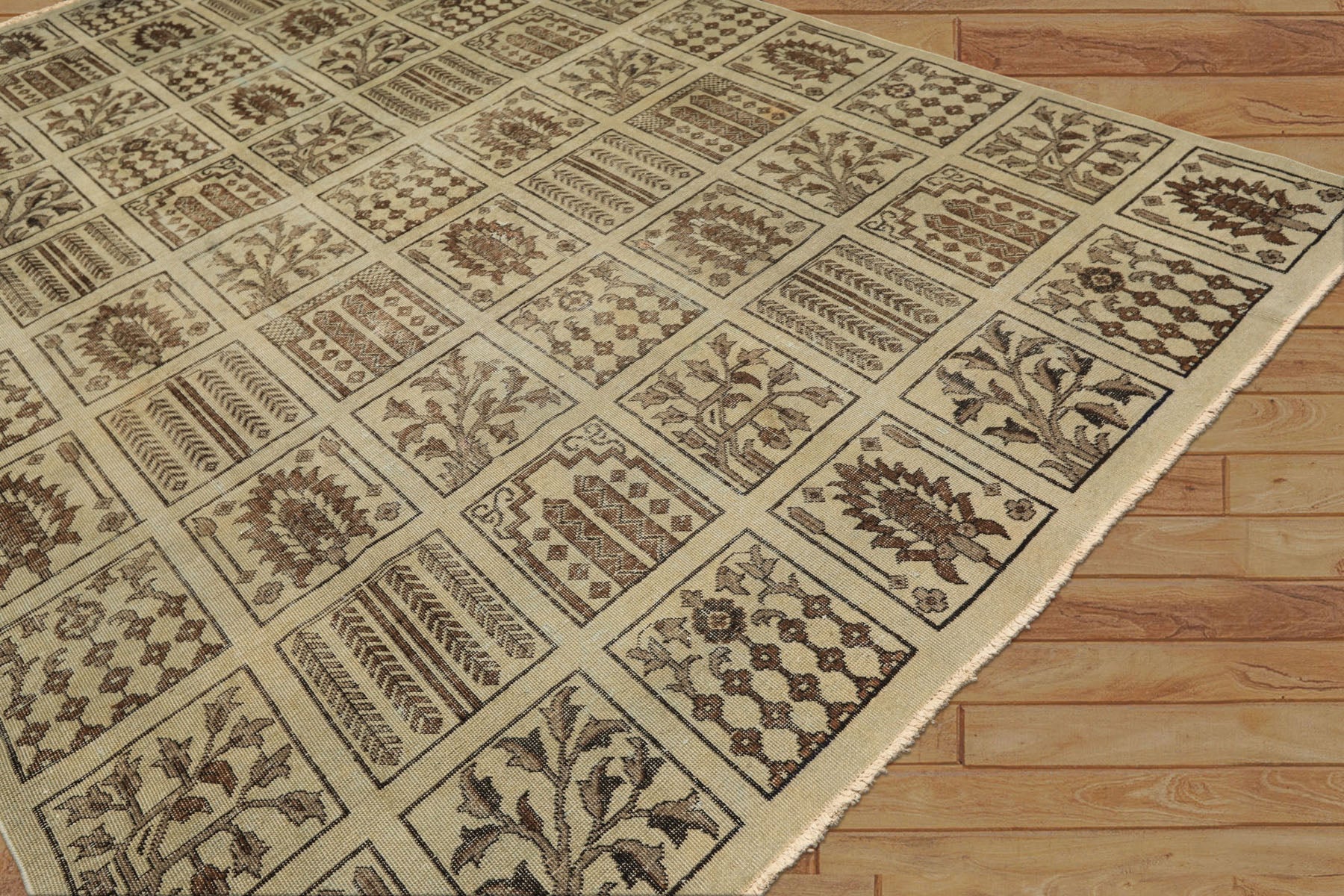 7x11 Gray, Moss, Chocolate Color Hand Knotted Distress Wool Transitional Oriental Rug