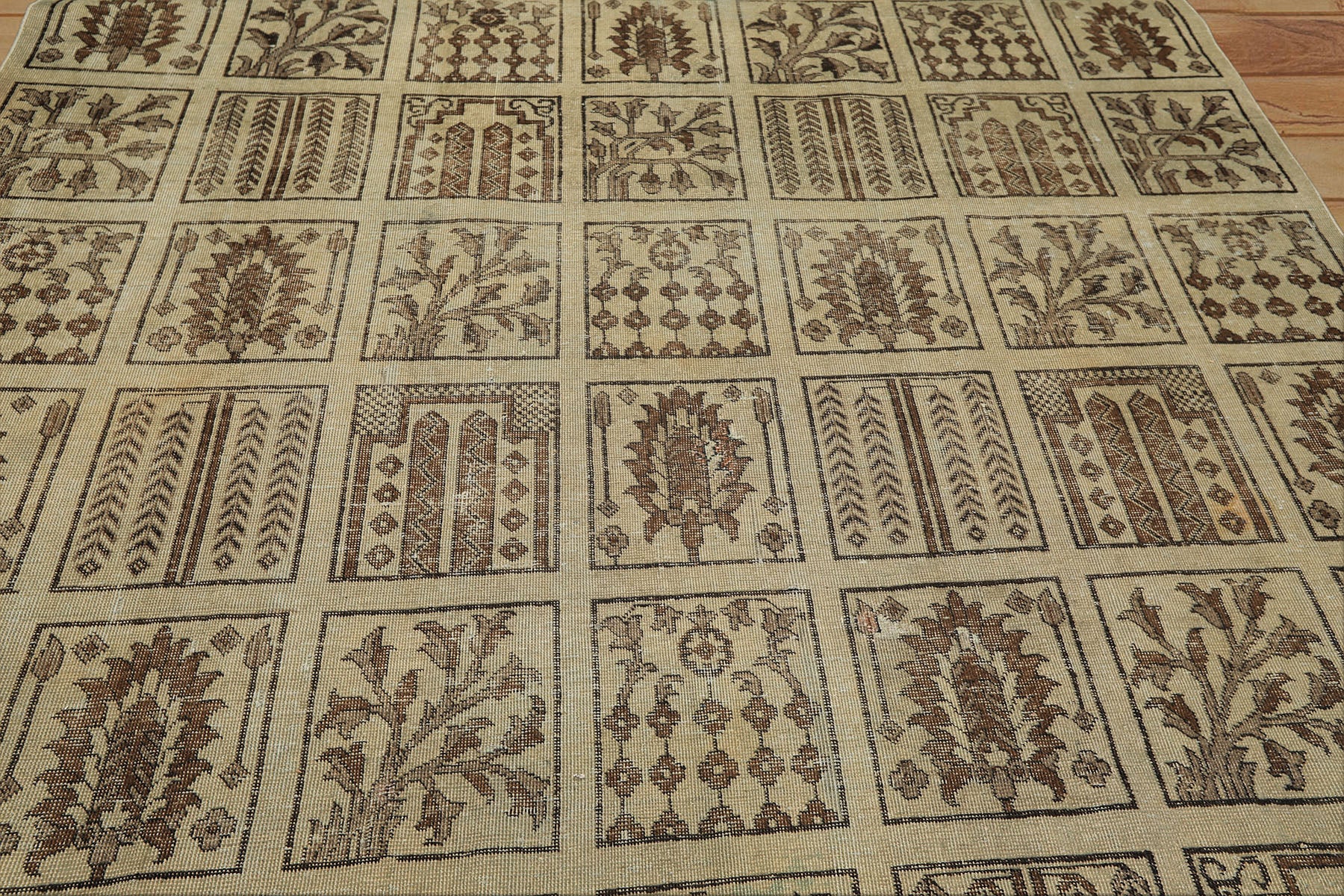 7x11 Gray, Moss, Chocolate Color Hand Knotted Distress Wool Transitional Oriental Rug