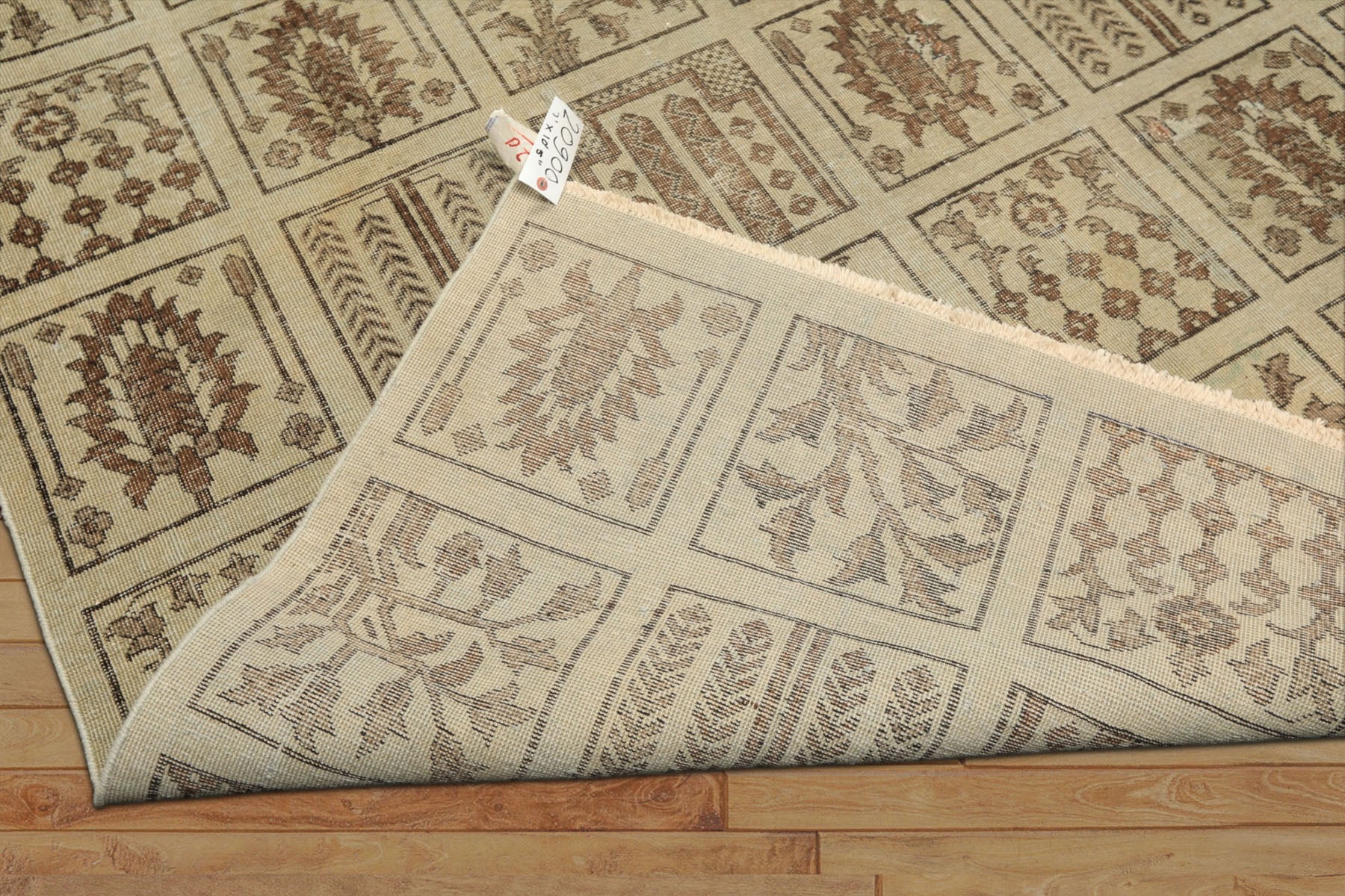 7x11 Gray, Moss, Chocolate Color Hand Knotted Distress Wool Transitional Oriental Rug