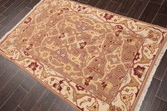 3x5 Brown, Beige, Gold Color Hand Knotted All-Over 100% Wool Traditional Oriental Rug