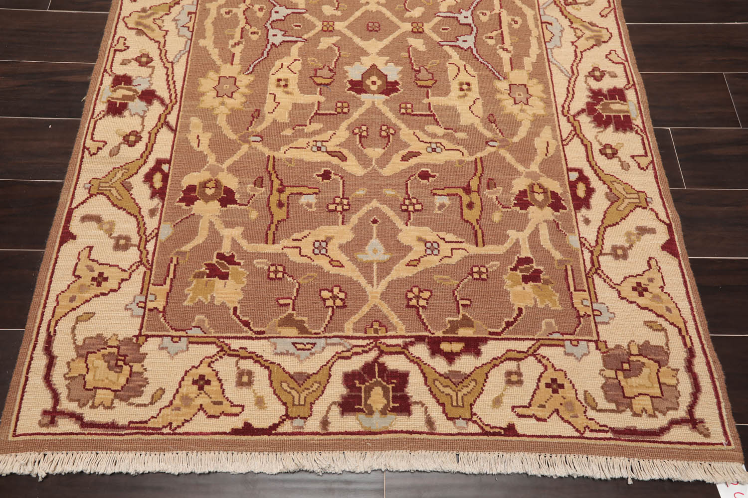3x5 Brown, Beige, Gold Color Hand Knotted All-Over 100% Wool Traditional Oriental Rug