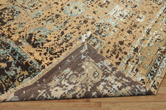 8x10 Beige, Moss, Chocolate Color Hand Knotted Oushak Wool & Bamboo Silk Transitional Oriental Rug