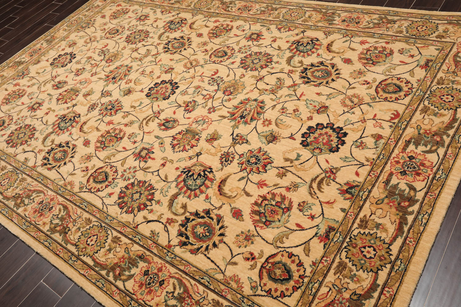 8x10 Caramel, Black, Rust Color Machine Made All-Over 100% Wool Traditional Oriental Rug