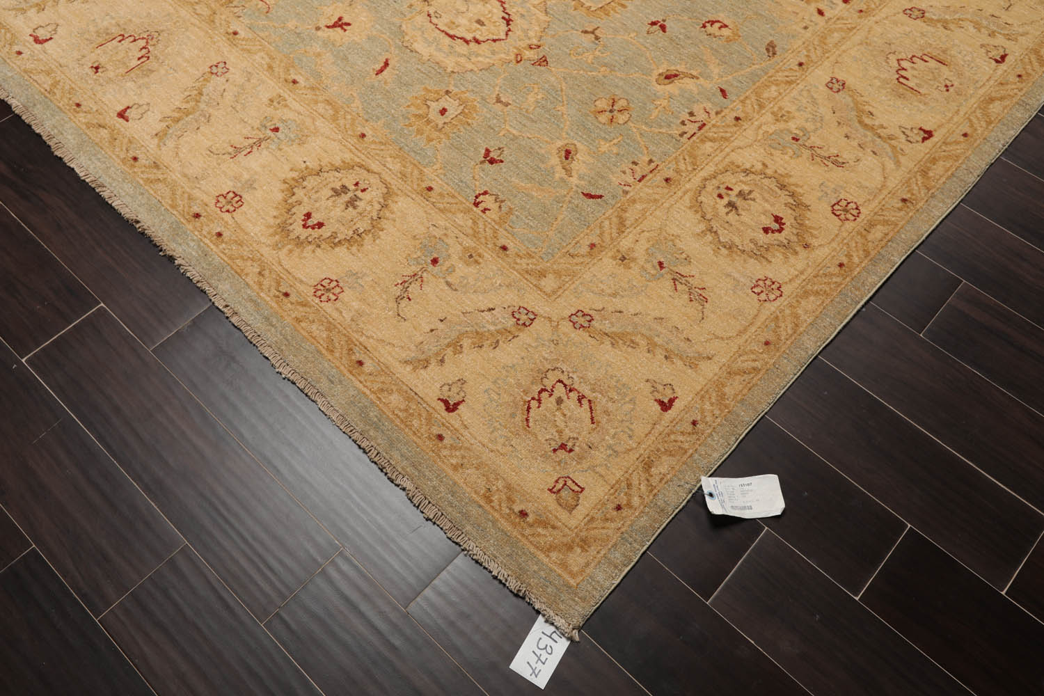 9x12 Aqua, Beige, Rust Color Hand Knotted All-Over 100% Wool Traditional-Persian/Oriental Oriental Rug