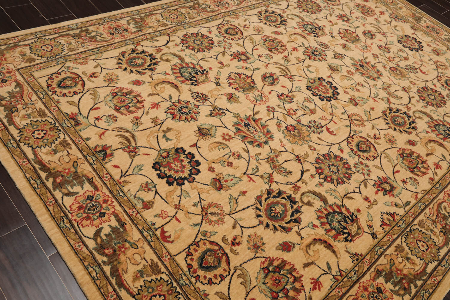8x10 Caramel, Black, Rust Color Machine Made All-Over 100% Wool Traditional Oriental Rug