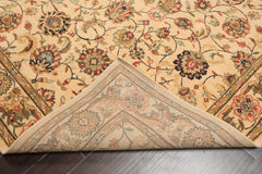 8x10 Caramel, Black, Rust Color Machine Made All-Over 100% Wool Traditional Oriental Rug