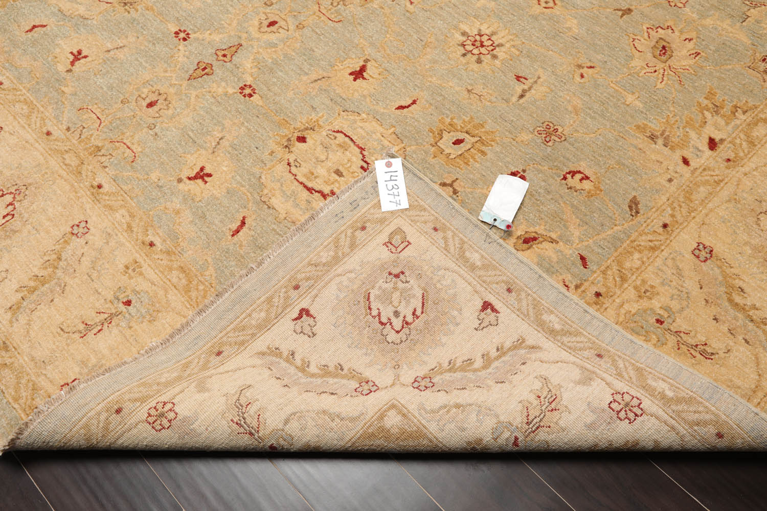 9x12 Aqua, Beige, Rust Color Hand Knotted All-Over 100% Wool Traditional-Persian/Oriental Oriental Rug