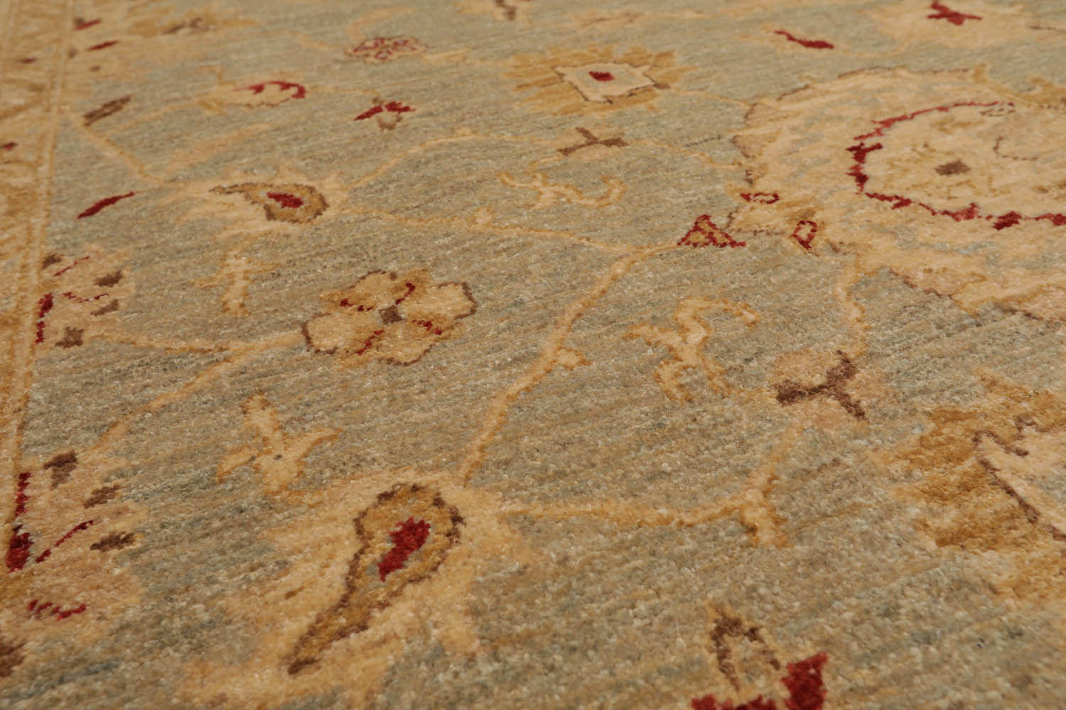 9x12 Aqua, Beige, Rust Color Hand Knotted All-Over 100% Wool Traditional-Persian/Oriental Oriental Rug