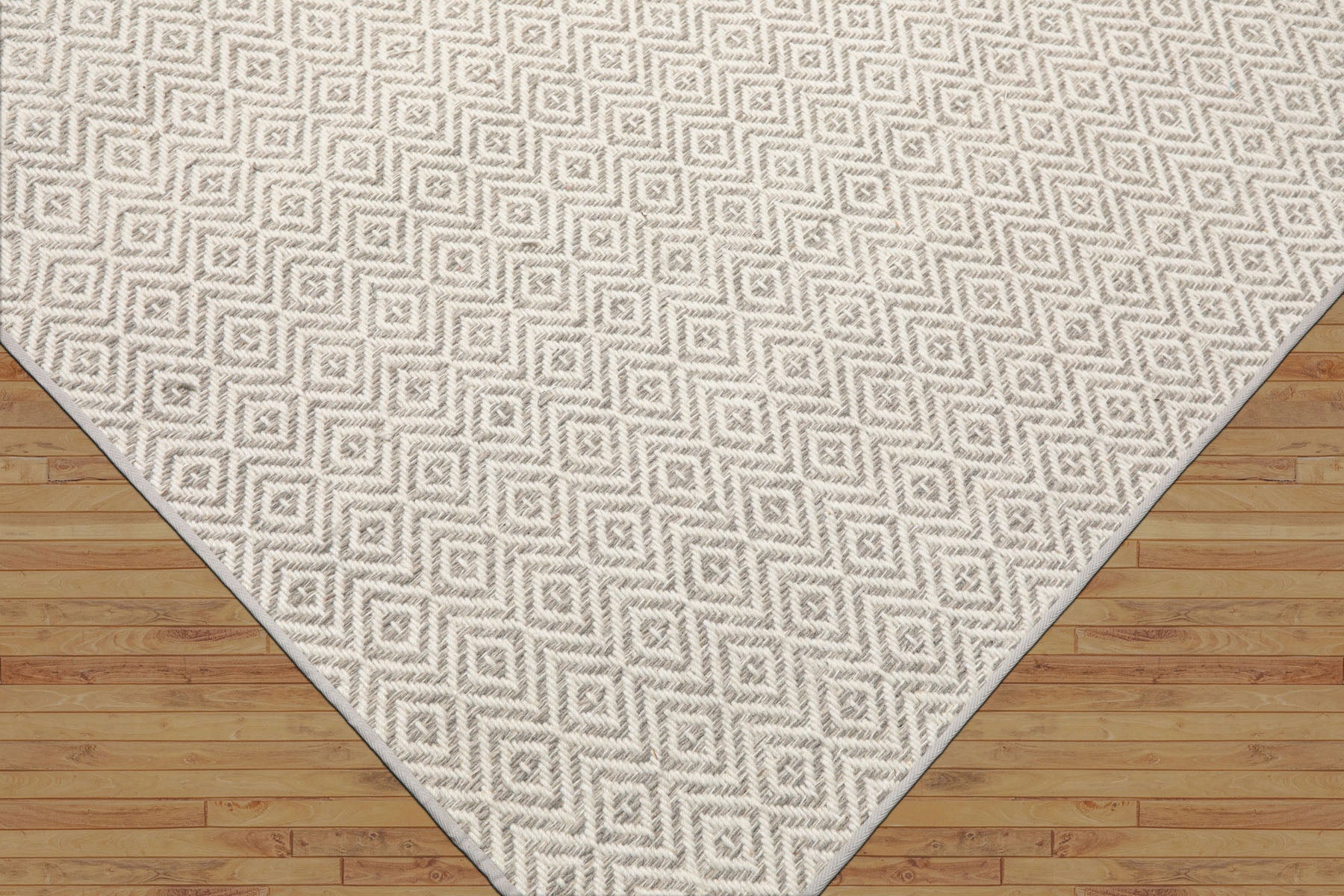 Dianni Hand-Woven Ivory New Zealand Wool Geometric Flatweave Rug in Multi Sizes by LoomBloom