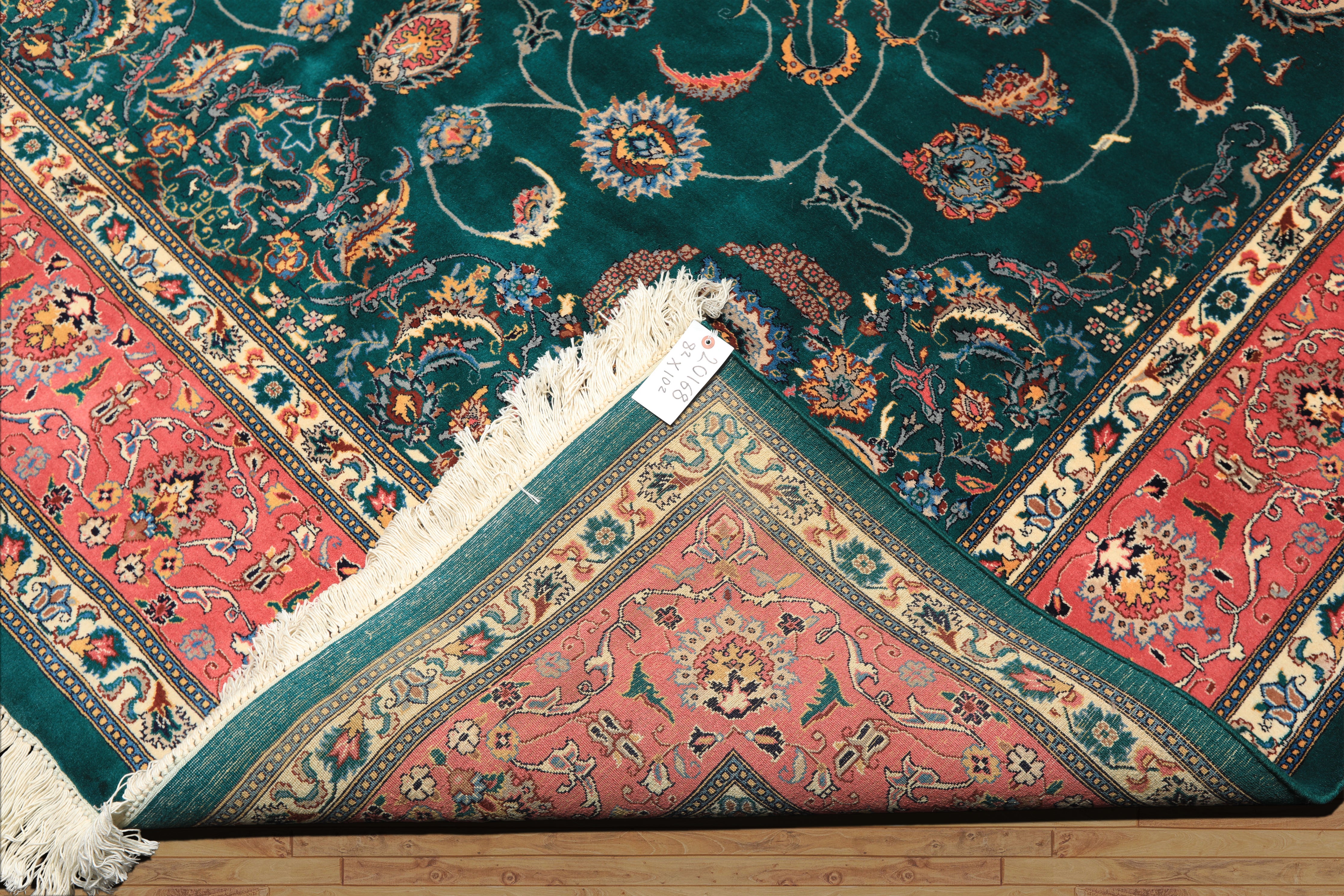 8x10 Teal, Pink, Ivory Color Hand Knotted Pak Persian New Zealand Wool Traditional Oriental Rug