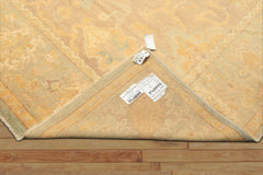 8x10 Taupe, Aqua, Gold Color Hand Knotted Oushak New Zealand Wool Transitional Oriental Rug