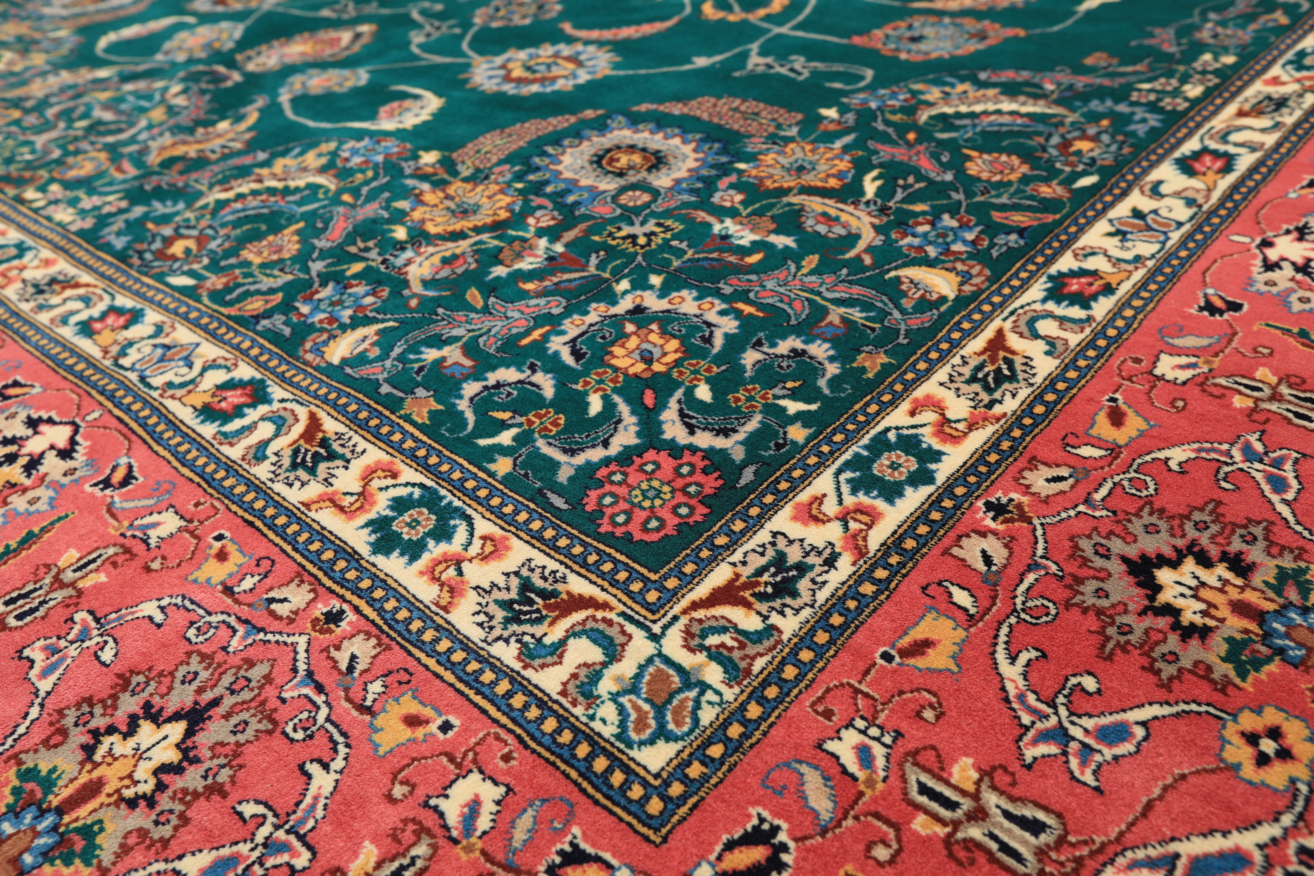 8x10 Teal, Pink, Ivory Color Hand Knotted Pak Persian New Zealand Wool Traditional Oriental Rug