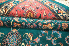 8x10 Teal, Pink, Ivory Color Hand Knotted Pak Persian New Zealand Wool Traditional Oriental Rug