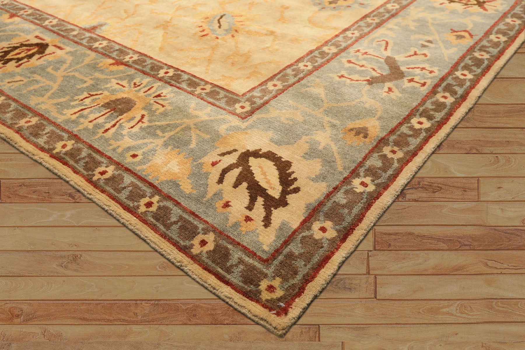 8x10 Beige, Slate, Rust Color Hand Knotted Tibetan Wool Traditional Oriental Rug