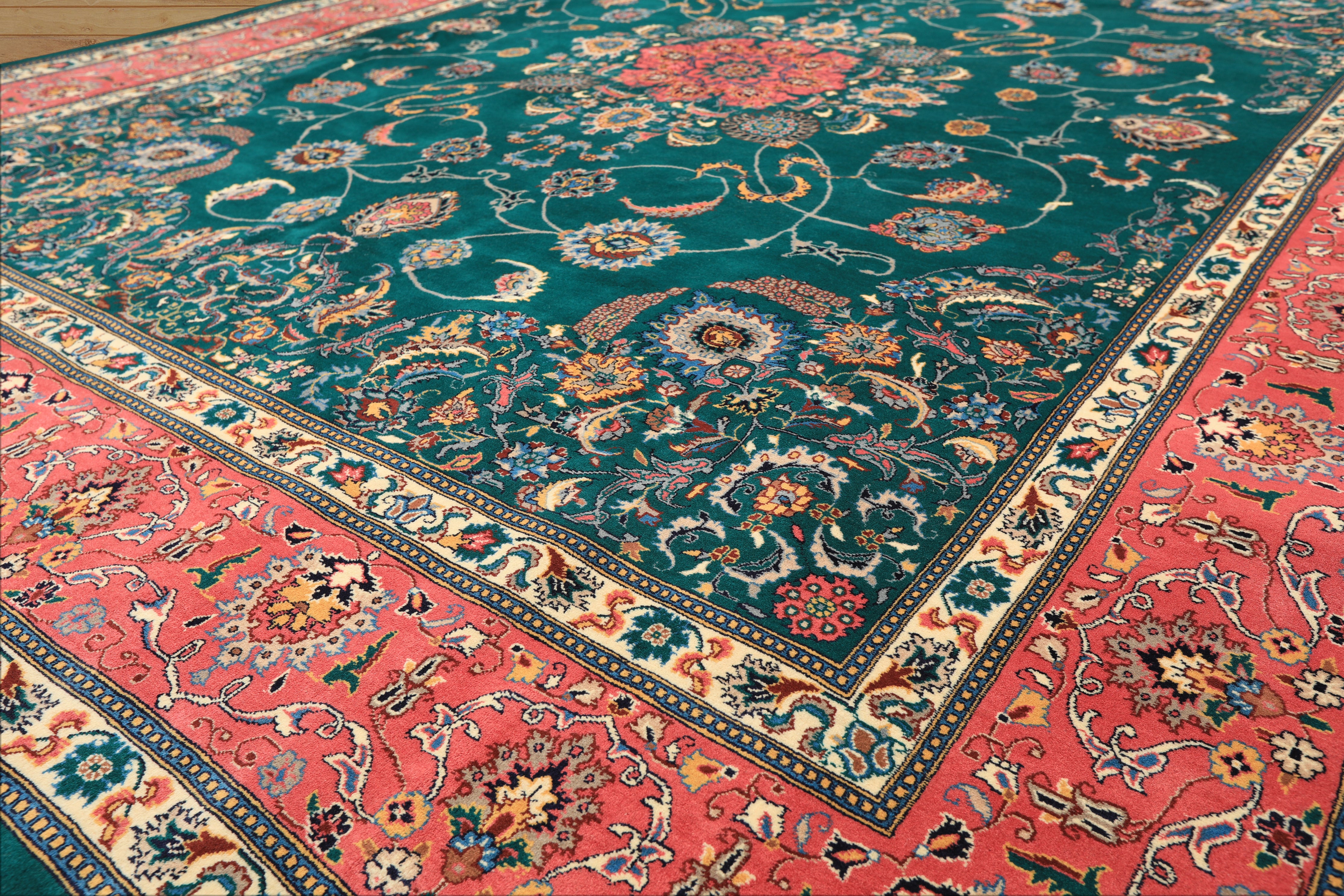 8x10 Teal, Pink, Ivory Color Hand Knotted Pak Persian New Zealand Wool Traditional Oriental Rug