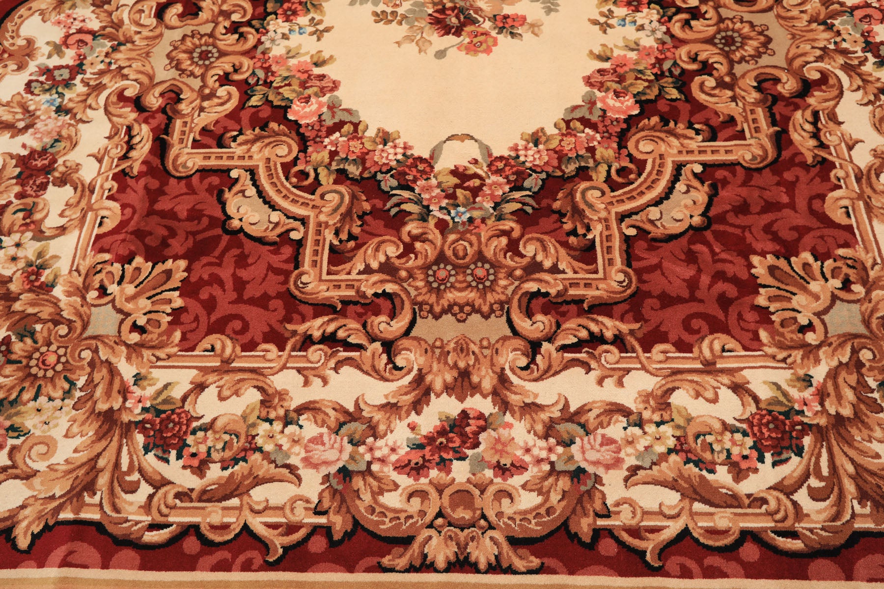 8x10 Ivory, Rose, Blush Color Hand Knotted French Aubusson Savonnerie Wool Traditional Oriental Rug