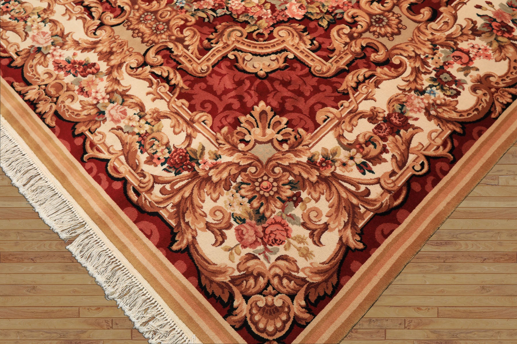 8x10 Ivory, Rose, Blush Color Hand Knotted French Aubusson Savonnerie Wool Traditional Oriental Rug