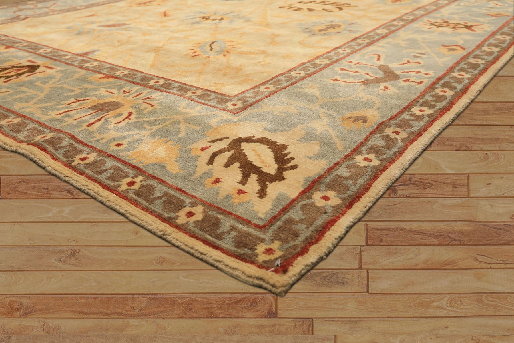 8x10 Beige, Slate, Rust Color Hand Knotted Tibetan Wool Traditional Oriental Rug