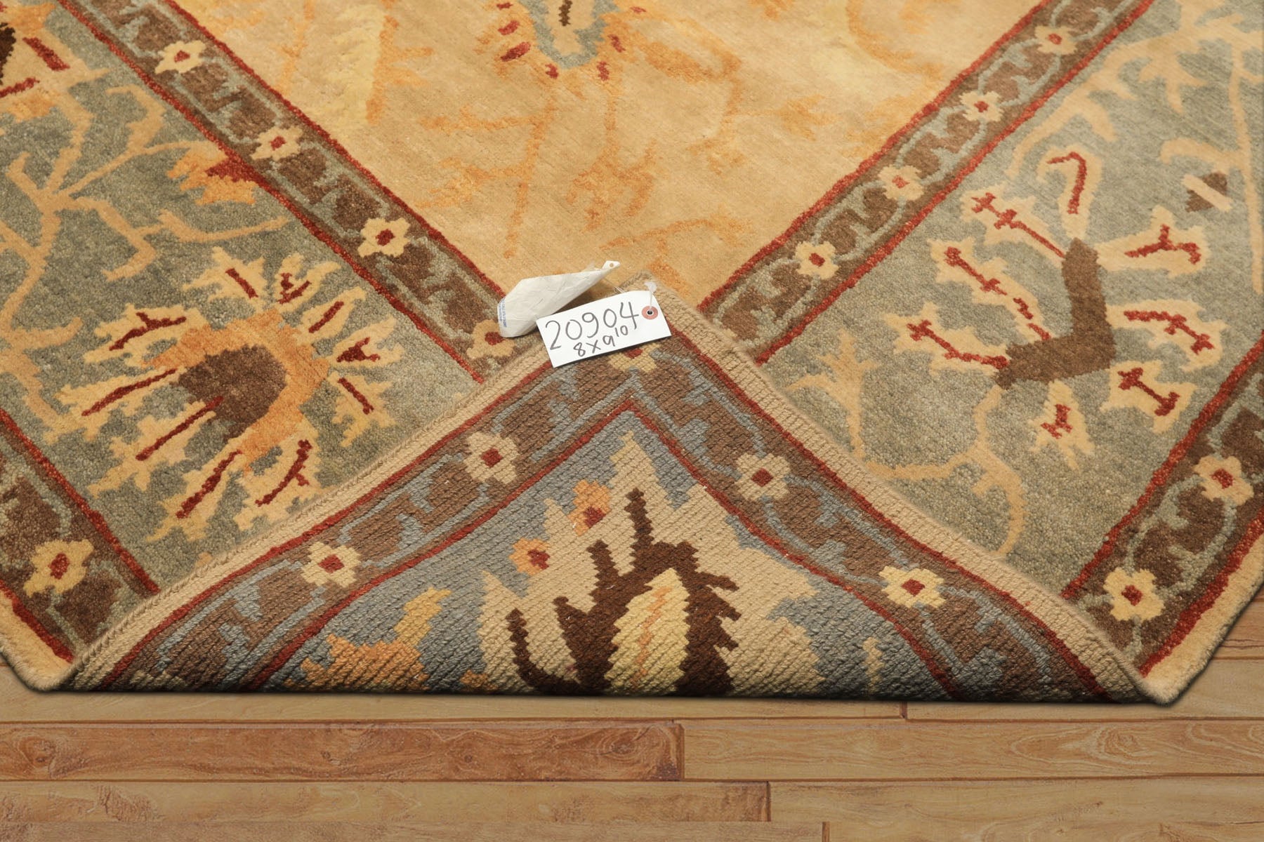 8x10 Beige, Slate, Rust Color Hand Knotted Tibetan Wool Traditional Oriental Rug