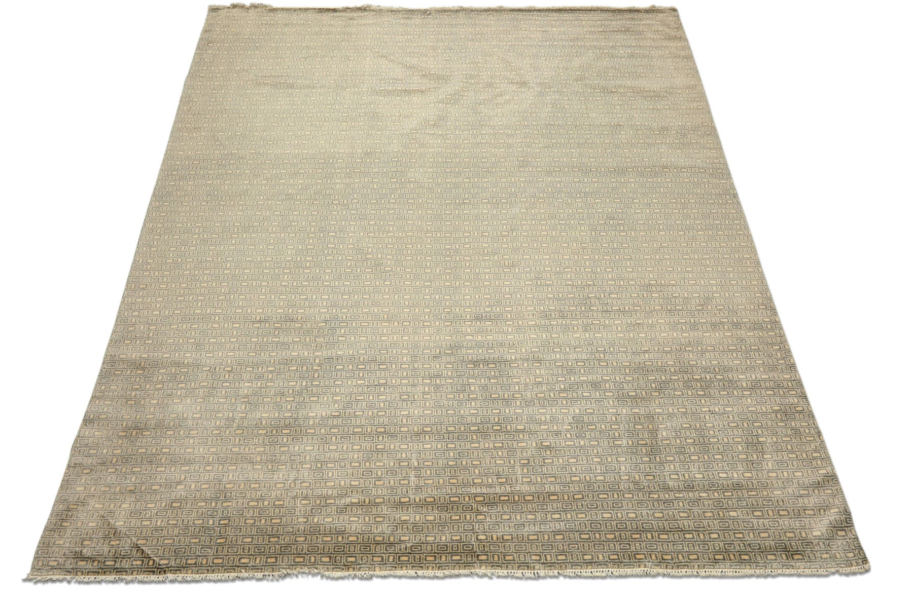 8x10 Moss, Ivory, Color Hand Knotted Bokhara New Zealand Wool Modern & Contemporary Oriental Rug