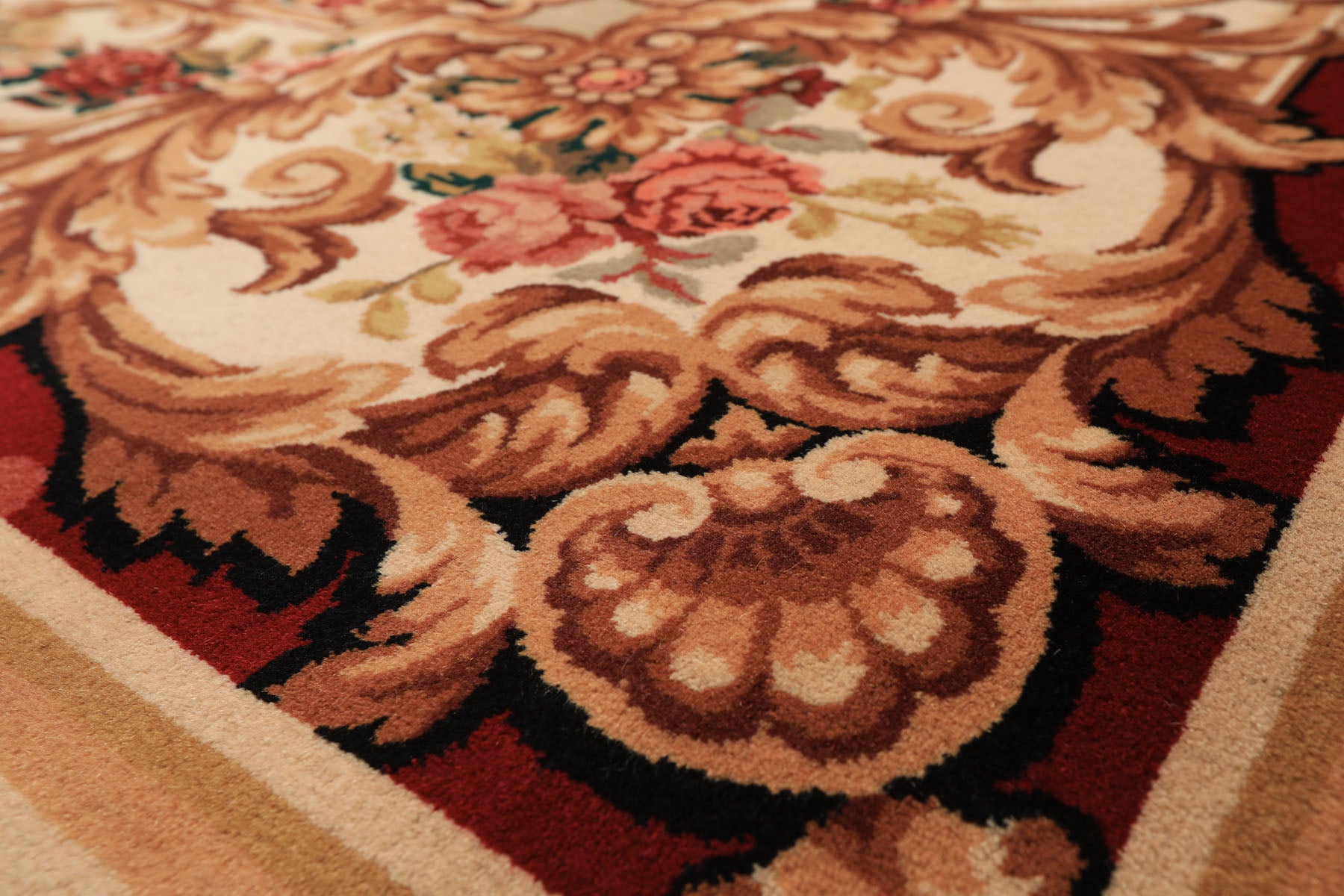 8x10 Ivory, Rose, Blush Color Hand Knotted French Aubusson Savonnerie Wool Traditional Oriental Rug