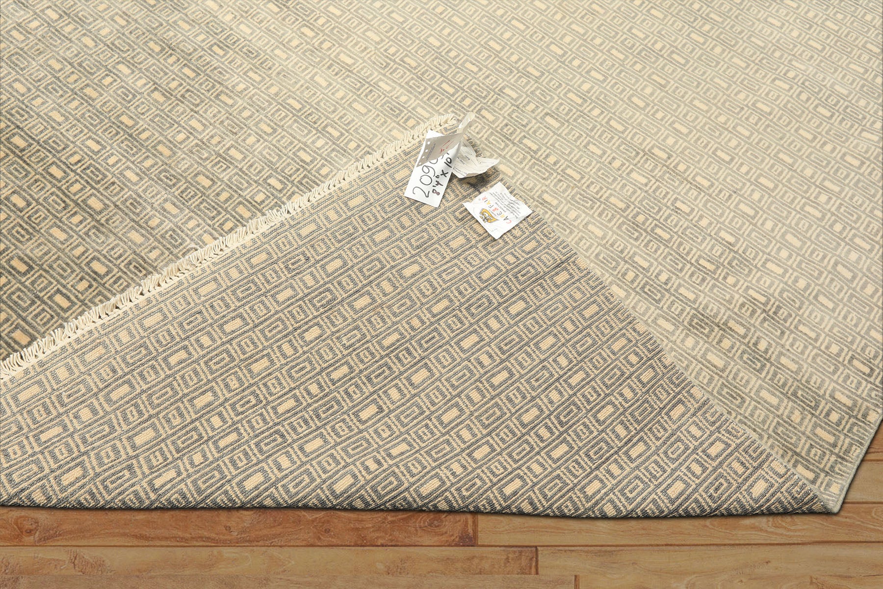8x10 Moss, Ivory, Color Hand Knotted Bokhara New Zealand Wool Modern & Contemporary Oriental Rug