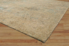 8x10 Beige, Turquoise, Gray Color Hand Knotted Sherpa Wool & Silk Modern & Contemporary Oriental Rug