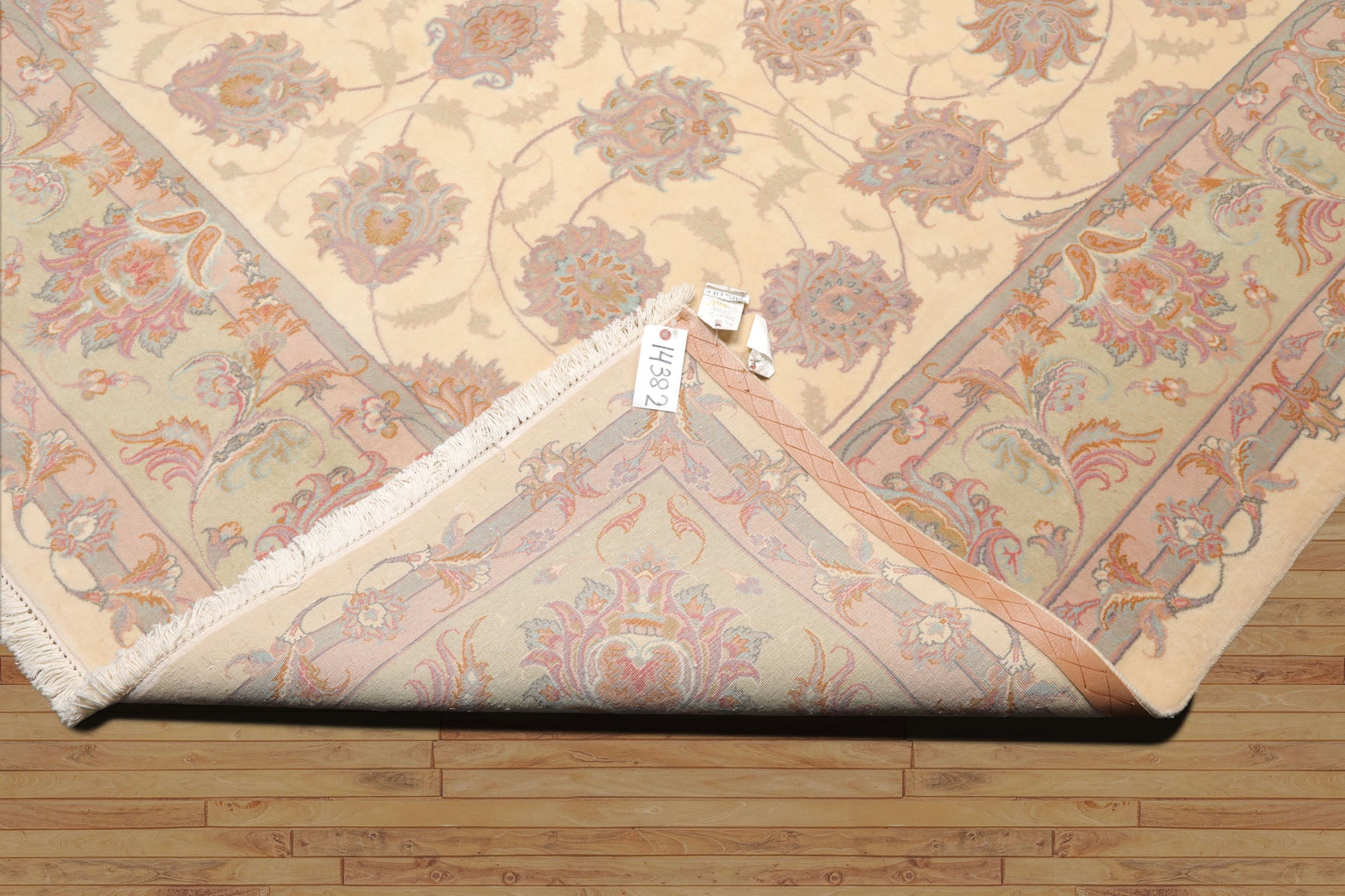 9x12 Ivory, Mint, Blue Color Hand Knotted All-Over 100% Wool Traditional-Persian/Oriental Oriental Rug