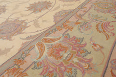 9x12 Ivory, Mint, Blue Color Hand Knotted All-Over 100% Wool Traditional-Persian/Oriental Oriental Rug