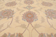 9x12 Ivory, Mint, Blue Color Hand Knotted All-Over 100% Wool Traditional-Persian/Oriental Oriental Rug