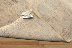 8x10 Beige, Taupe, Slate Color Hand Knotted Khotan Wool Transitional Oriental Rug