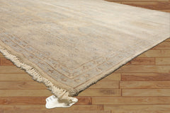 8x10 Beige, Taupe, Slate Color Hand Knotted Khotan Wool Transitional Oriental Rug