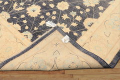8x10 Denim, Ivory, Aqua Color Hand Knotted Peshawar Wool Traditional Oriental Rug