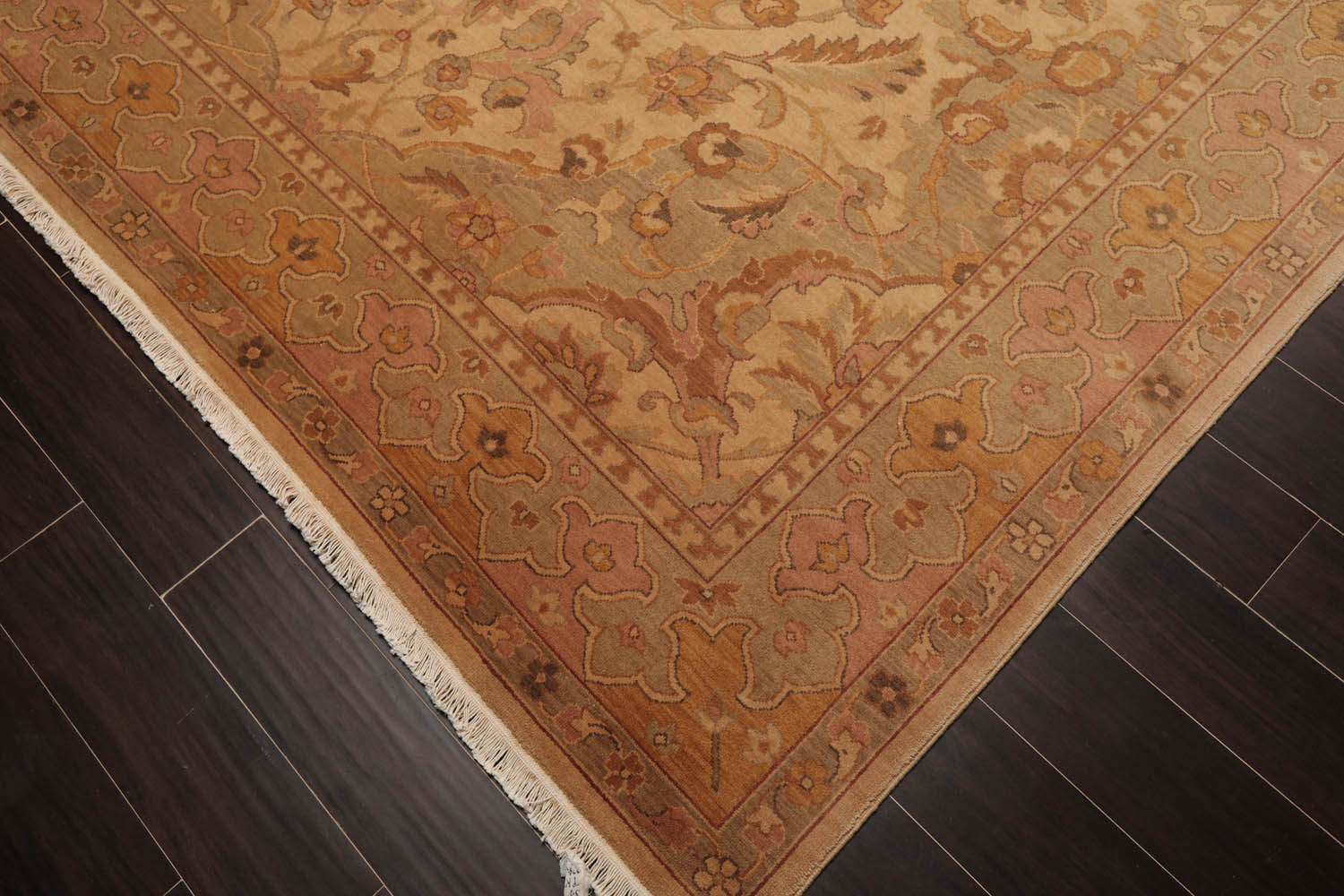 8x10 Beige, Gold, Moss Color Hand Knotted All-Over 100% Wool Traditional-Persian/Oriental Oriental Rug