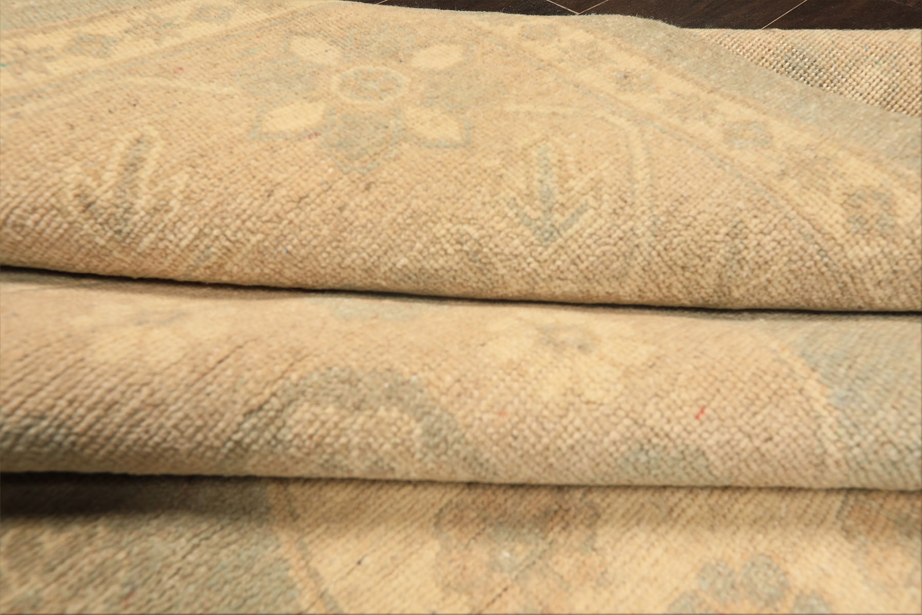 8x10 Mint, Tan, Beige Color Hand Knotted Khotan Wool Transitional Oriental Rug