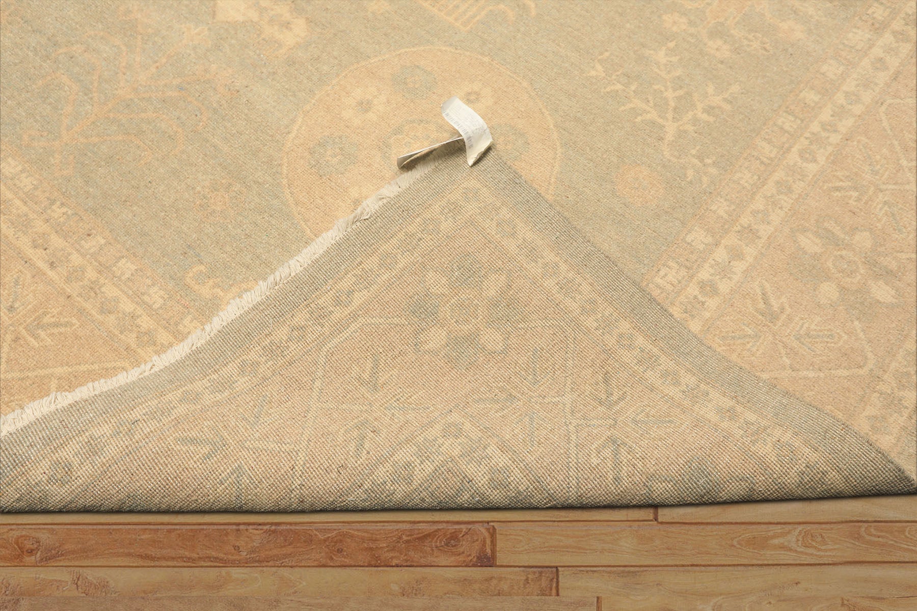 8x10 Mint, Tan, Beige Color Hand Knotted Khotan Wool Transitional Oriental Rug