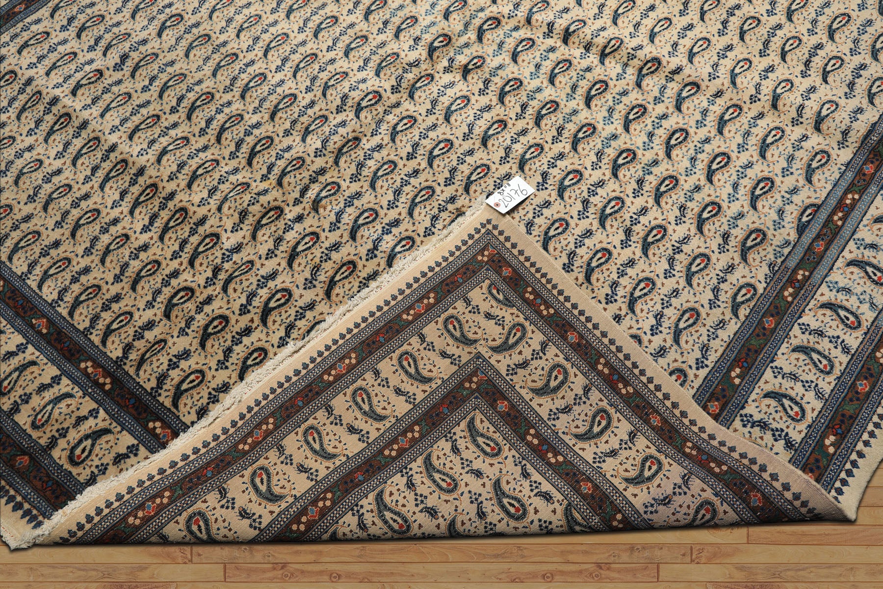 8x11 Ivory, Navy, Brown Color Hand Knotted Serabend Wool Traditional Oriental Rug