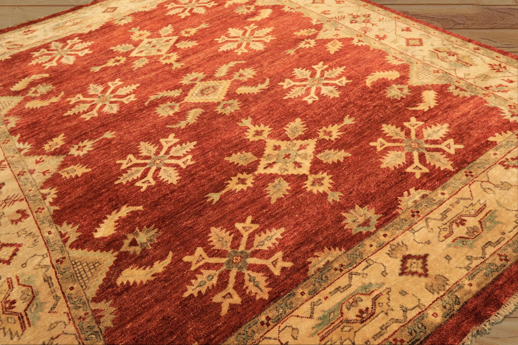 8x10 Burnt Orange, Beige, Light Gold Color Hand Knotted Oushak Wool Traditional Oriental Rug