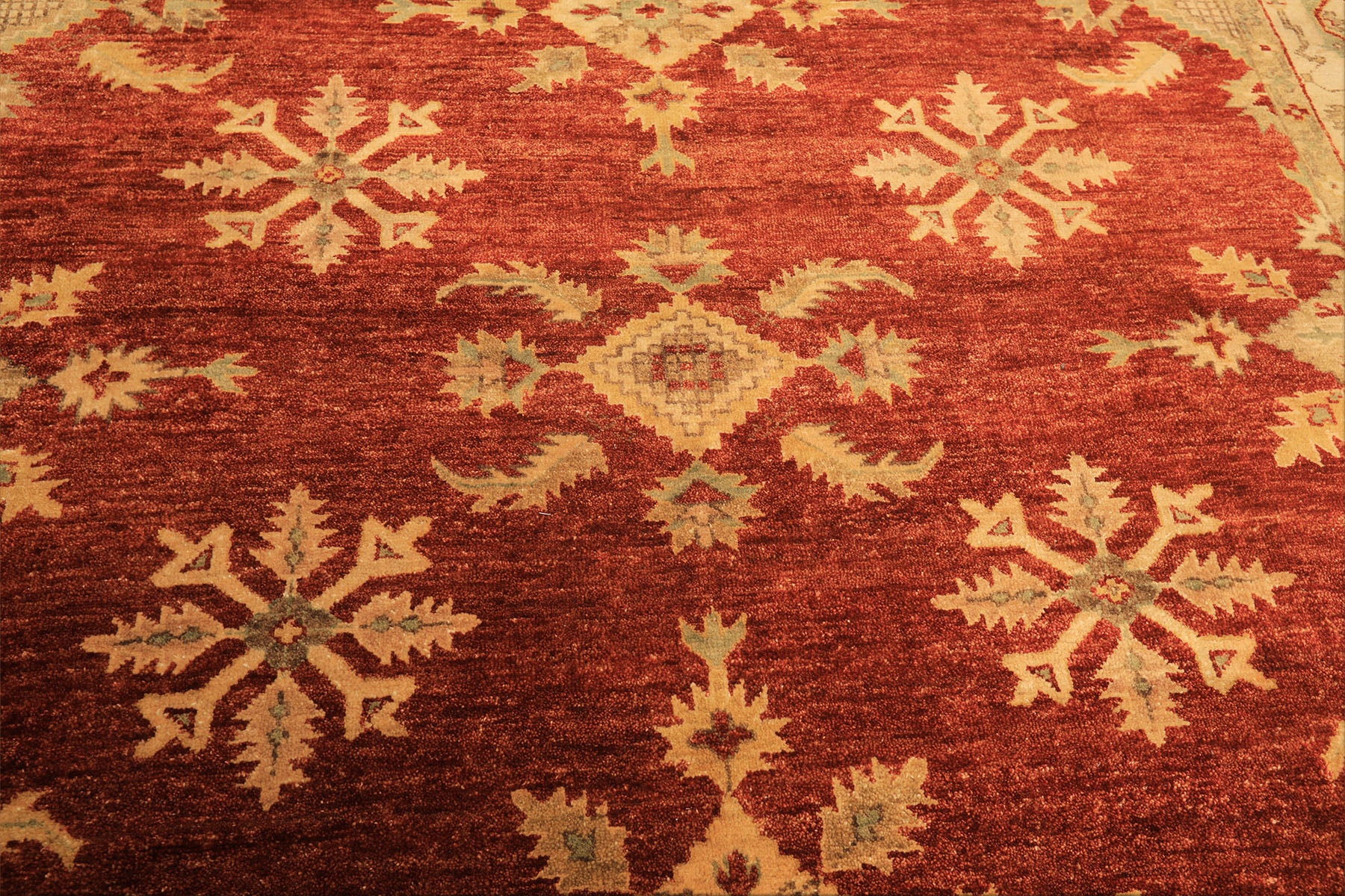 8x10 Burnt Orange, Beige, Light Gold Color Hand Knotted Oushak Wool Traditional Oriental Rug