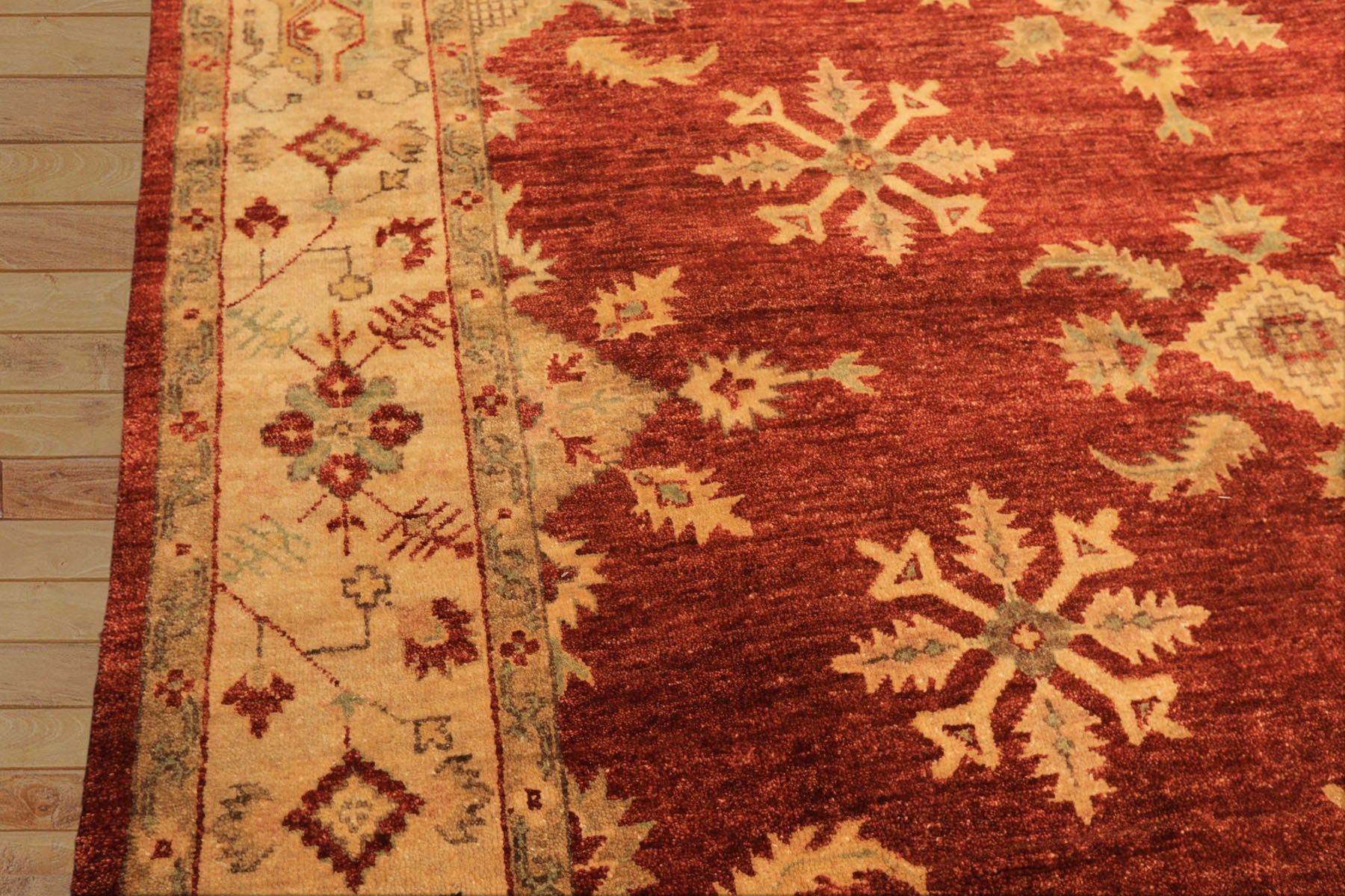 8x10 Burnt Orange, Beige, Light Gold Color Hand Knotted Oushak Wool Traditional Oriental Rug