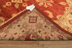 8x10 Burnt Orange, Beige, Light Gold Color Hand Knotted Oushak Wool Traditional Oriental Rug
