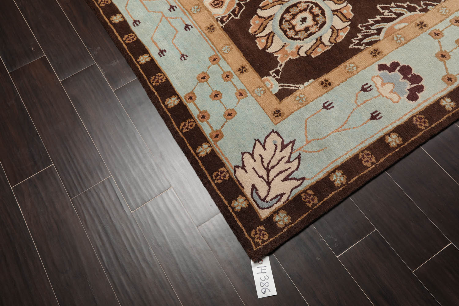 9x12 Chocolate, Aqua, Mint Color Hand Knotted All-Over 100% Wool Traditional-Persian/Oriental Oriental Rug