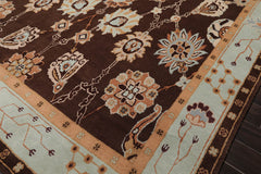 9x12 Chocolate, Aqua, Mint Color Hand Knotted All-Over 100% Wool Traditional-Persian/Oriental Oriental Rug
