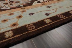 9x12 Chocolate, Aqua, Mint Color Hand Knotted All-Over 100% Wool Traditional-Persian/Oriental Oriental Rug
