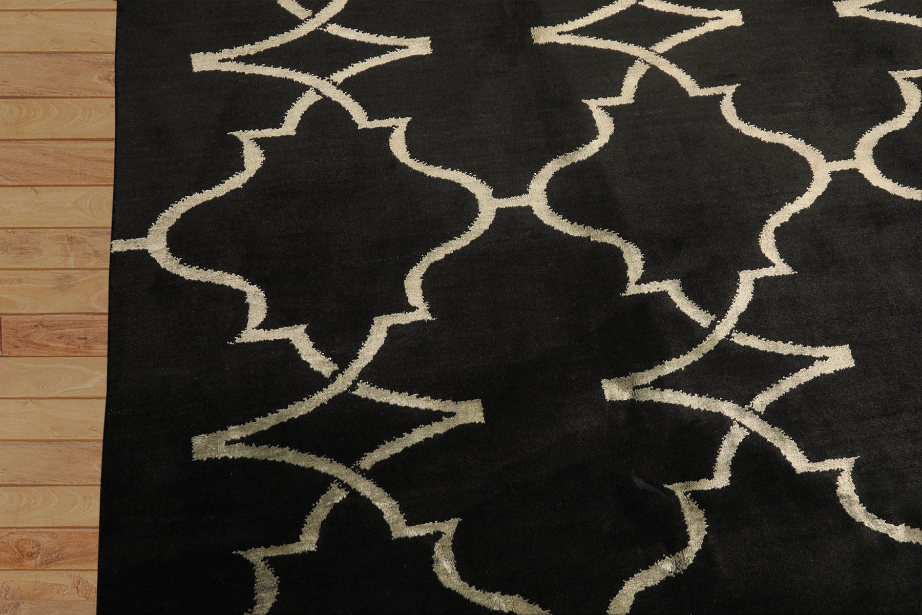 8x10 Black, Ivory, Color Hand Loomed Indo Tibetan Wool Modern & Contemporay Oriental Rug