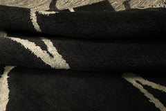 8x10 Black, Ivory, Color Hand Loomed Indo Tibetan Wool Modern & Contemporay Oriental Rug
