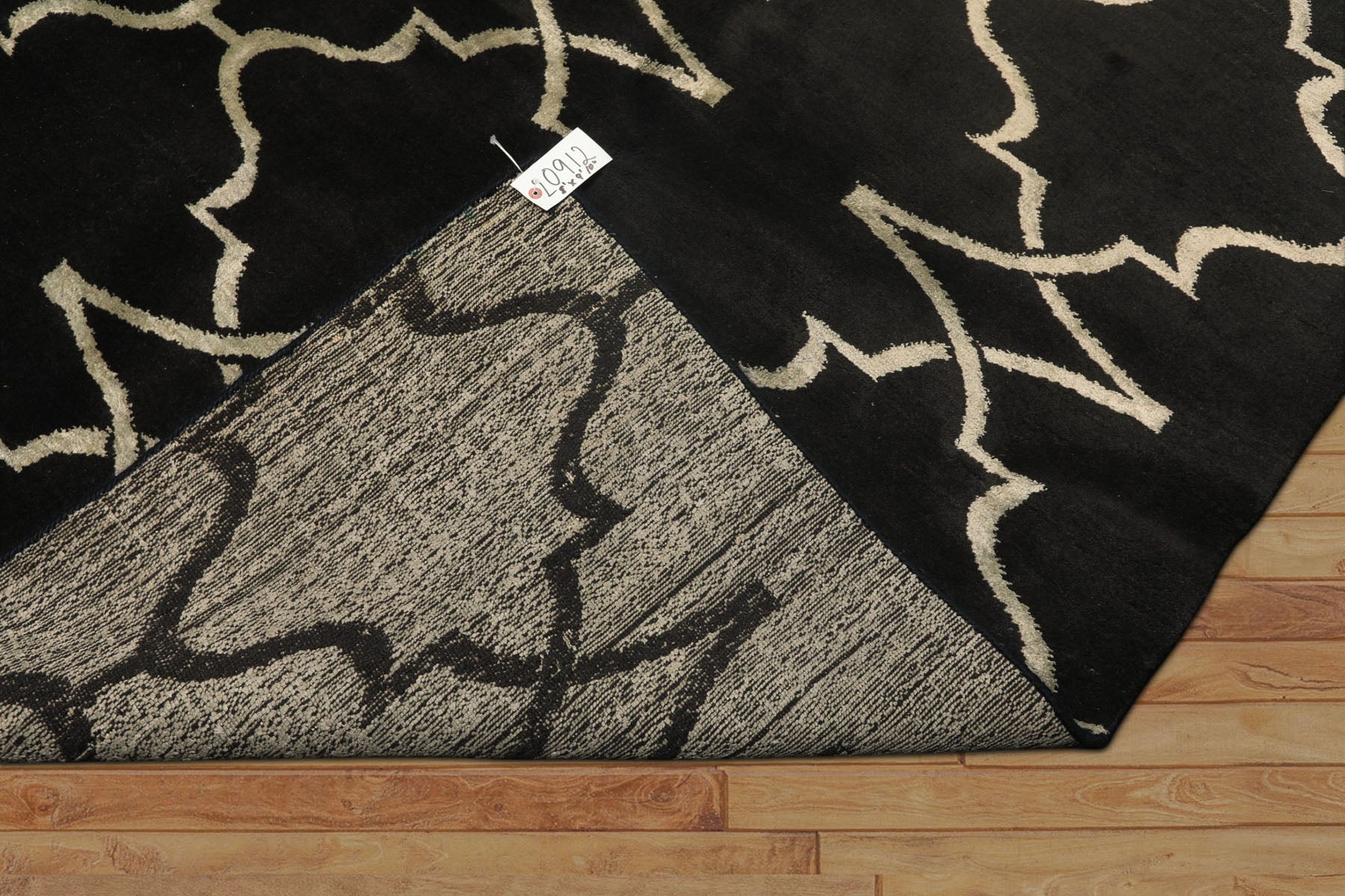 8x10 Black, Ivory, Color Hand Loomed Indo Tibetan Wool Modern & Contemporay Oriental Rug