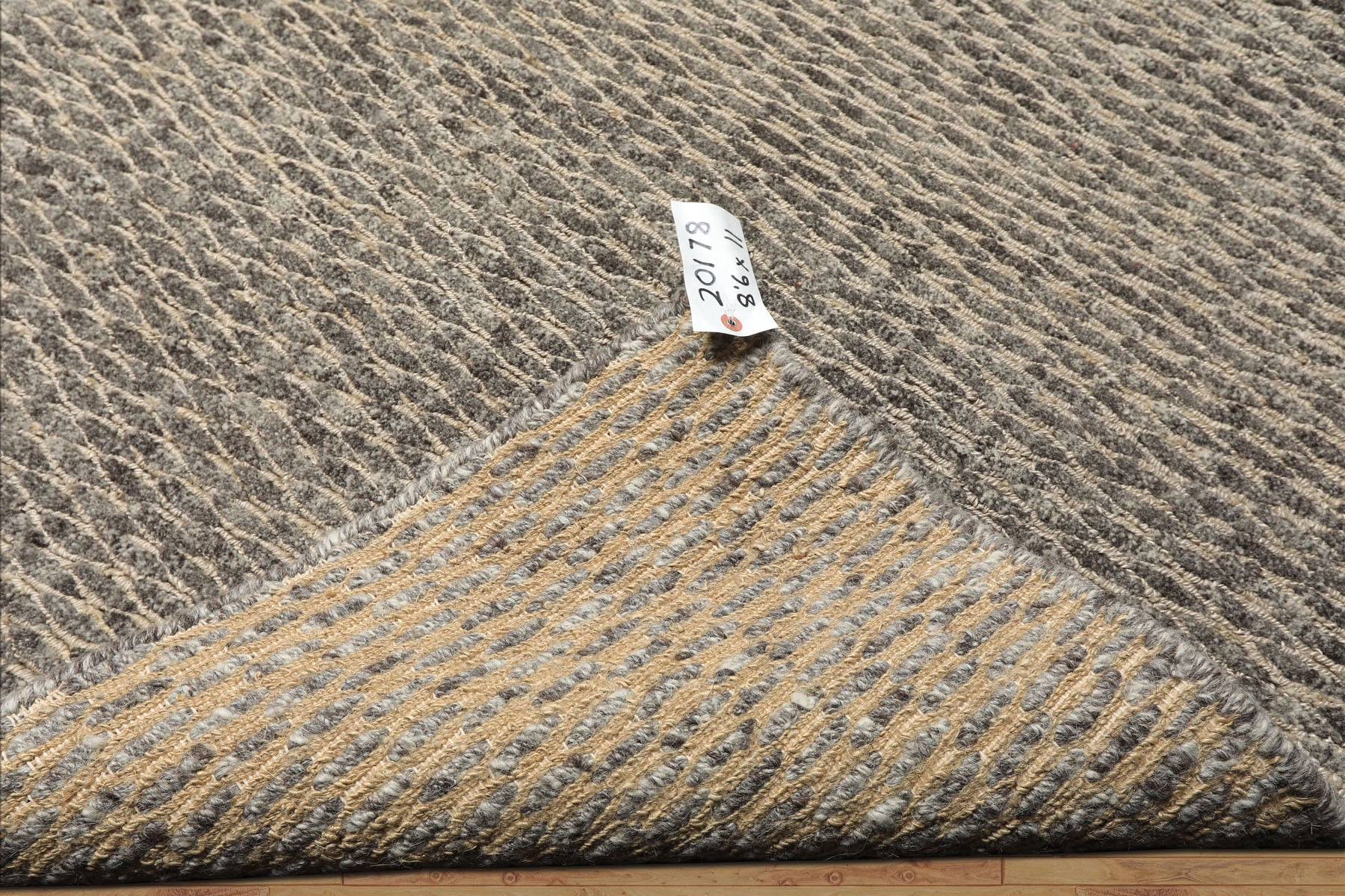 8x11 Gray, Beige, Color Hand Knotted Tibetan Wool & Jute Contemporary Oriental Rug