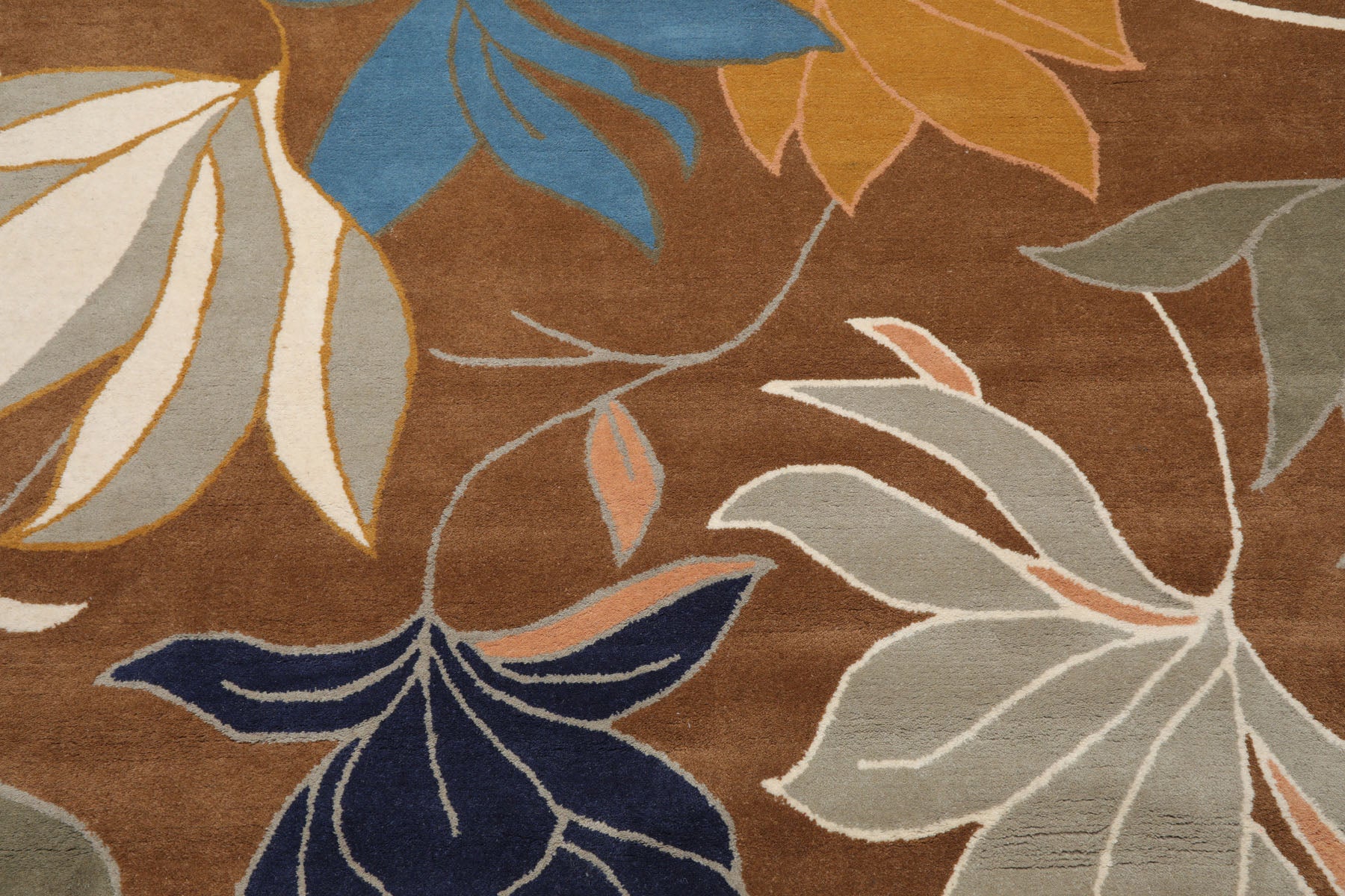 Karista Multi Sizes Hand Tufted Brown Floral Wool Oriental Area Rug by LoomBloom Contemporary Design