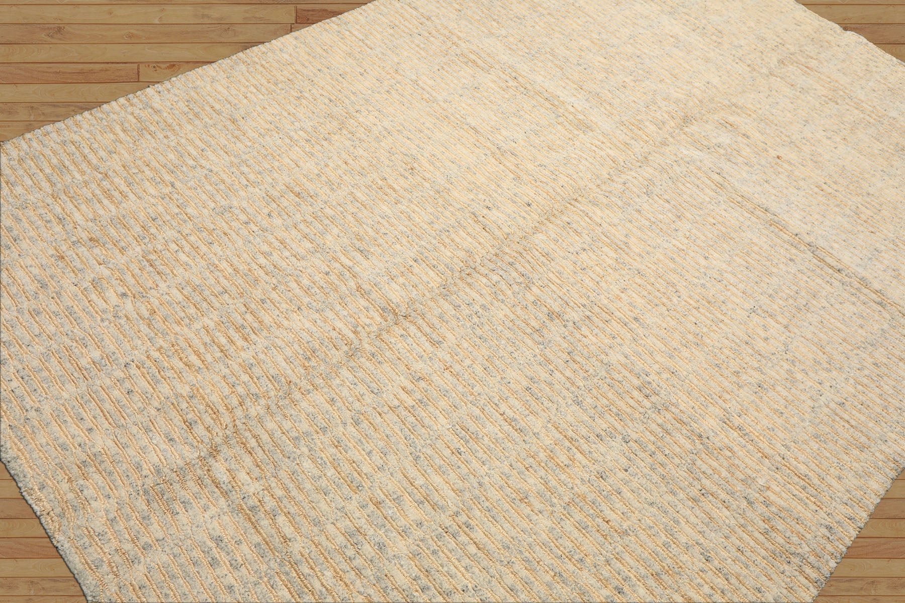 6x9 Ivory, Beige, Gray Color Hand Knotted Tibetan Wool & Jute Contemporary Oriental Rug